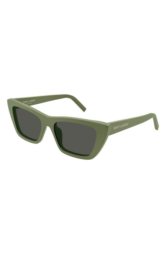 Shop Saint Laurent 53mm Square Sunglasses In Green