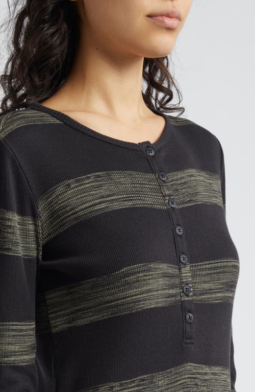 Shop Atm Anthony Thomas Melillo Stripe Long Sleeve Cotton Rib Dress In Black