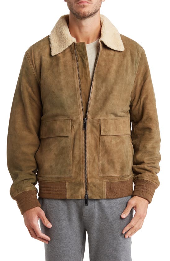 Slate & Stone Faux Shearling Suede Aviator Jacket In Sand | ModeSens