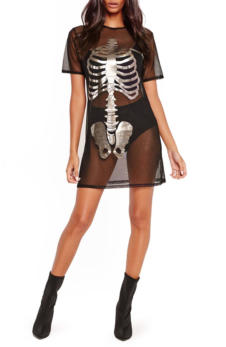 Missguided Halloween Skeleton Mesh Minidress Nordstrom