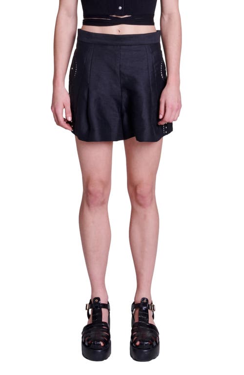 maje Clint Embroidered Shorts Black at Nordstrom,