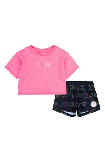 Converse Kids' Graphic T-shirt & Pull-on Shorts In Black