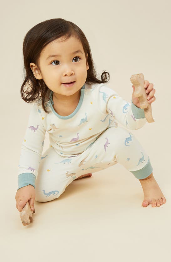 Shop Mori Dino Print Two-piece Fitted Pajamas