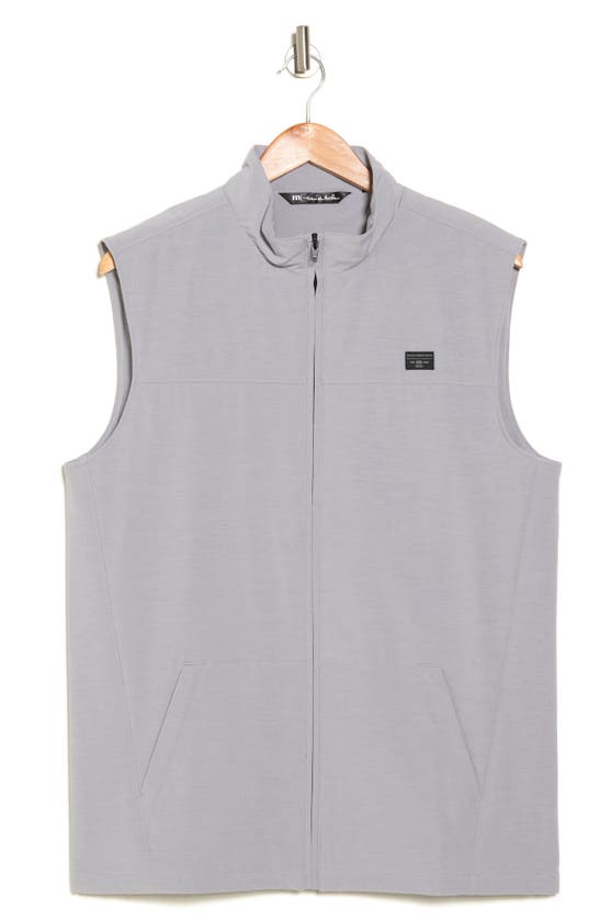 Travismathew Top Of The Line Front Zip Vest In Heather Sleet