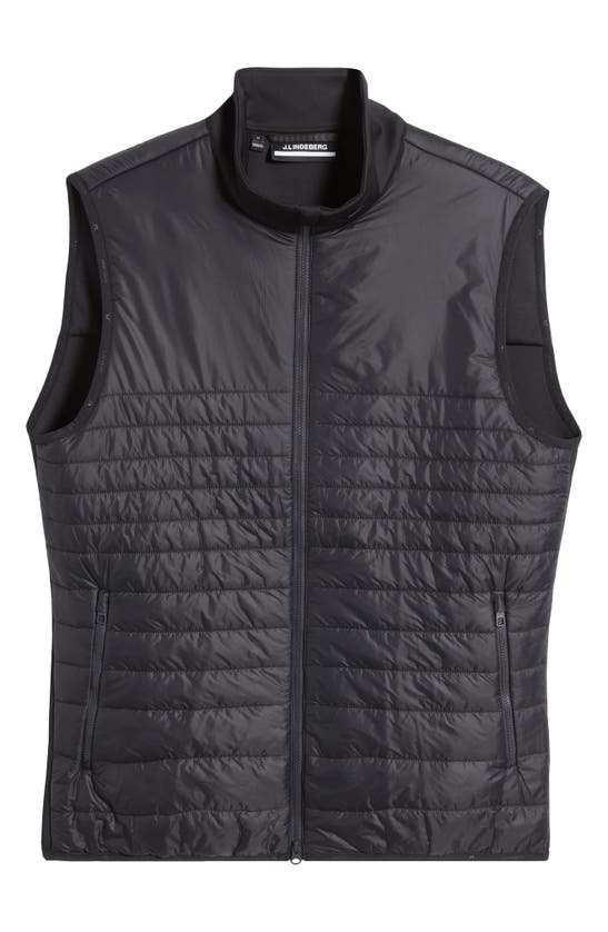 Shop J. Lindeberg Martino Quilted Hybrid Water Repellent Insulated Vest In Black