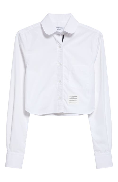 Shop Thom Browne Crop Cotton Button-up Shirt In White