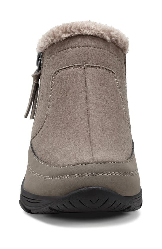 Easy Spirit Verry Faux Shearling Zip Bootie In Taupe
