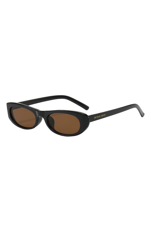 Fifth & Ninth Nina 68mm Polarized Oversize Oval Sunglasses In Black/brown