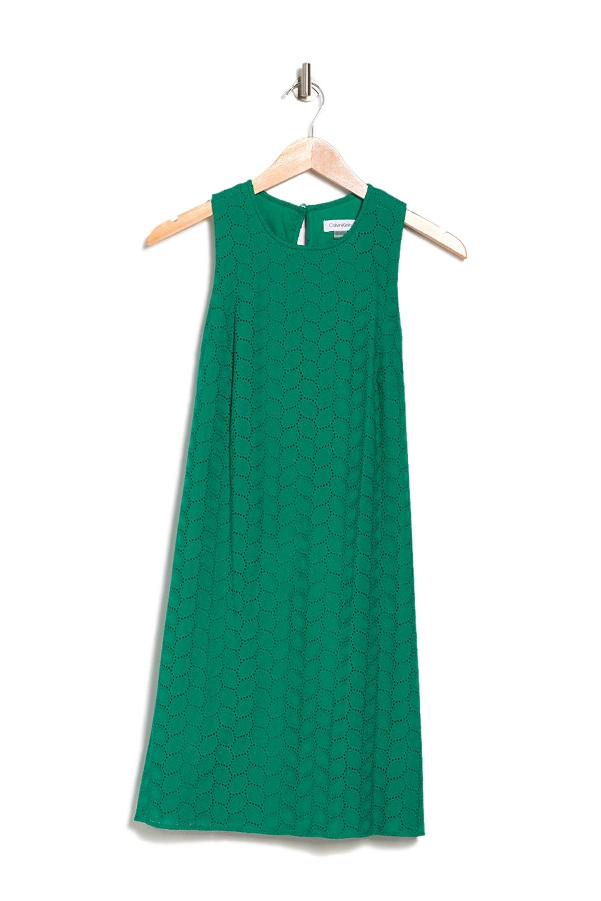 Calvin Klein Eyelet Pattern Shift Dress In Medium Green1
