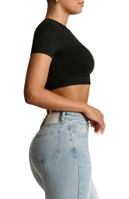 Shop Naked Wardrobe Smooth Stretch Crop T-shirt In Black