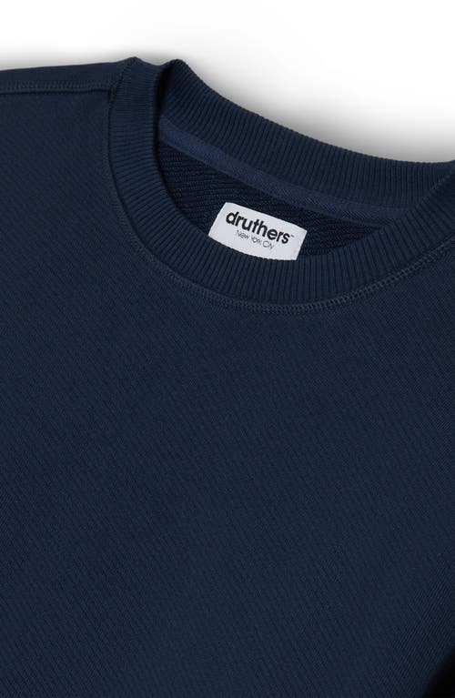 Shop Druthers Nyc Organic Cotton 685 Gsm French Terry Crewneck Sweatshirt In Dress Blue