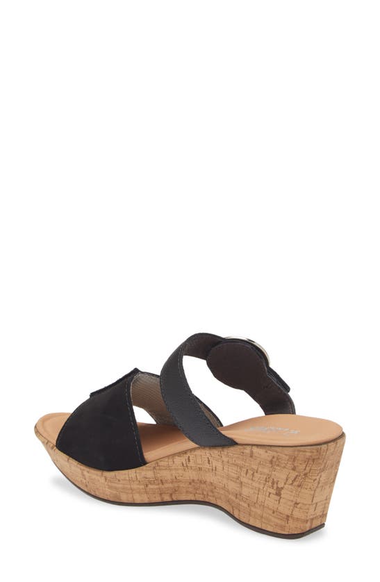 Naot Breezy Platform Wedge In Black Nubuck/ Black Leather