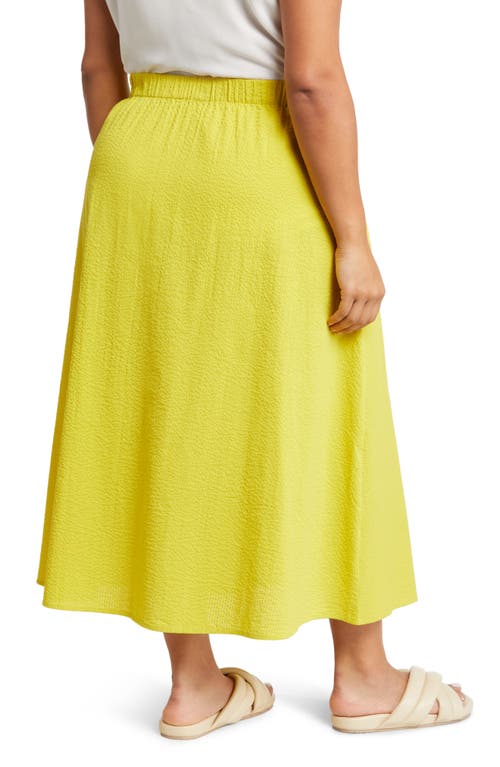 Eileen Fisher Petite Gathered Puckered Cotton Skirt In Sunbeam