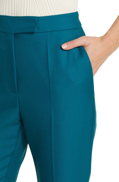 Hugo Boss Slim-fit Trousers In Virgin-wool Twill In Emerald Night