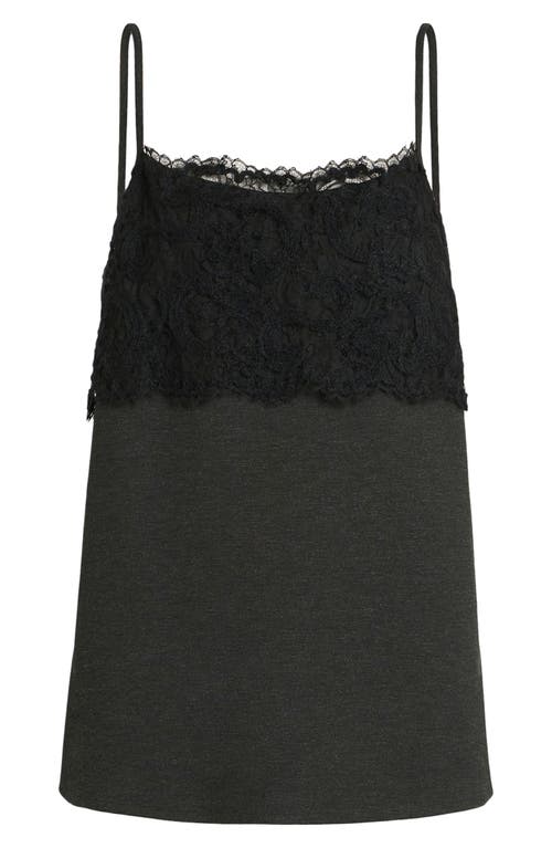 Shop Marina Rinaldi Volto Mixed Media Long Camisole In Dark Grey