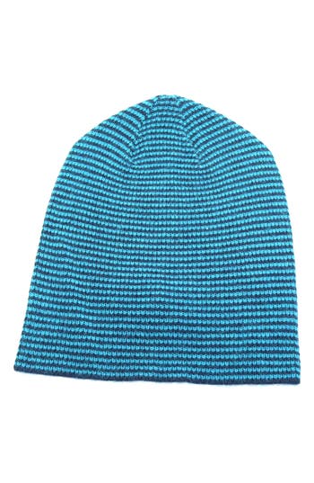 Portolano Mini Stripe Slouchy Hat In Navy/teal