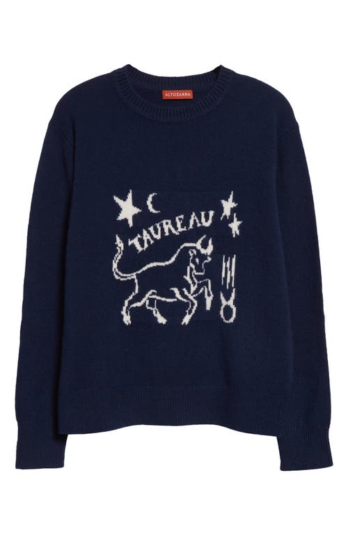 Shop Altuzarra Zodiac Intarsia Virgin Wool Crewneck Sweater In Navy Taurus