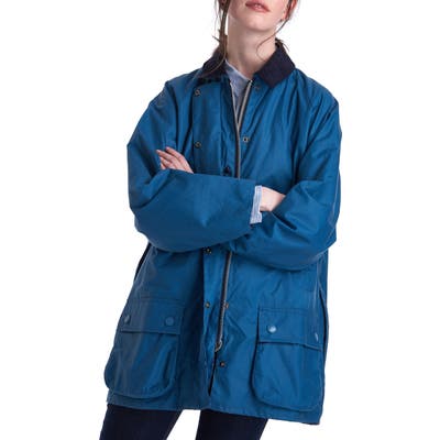 Barbour X Alexachung Edith Weatherproof Waxed Cotton Jacket, 18 UK - Blue
