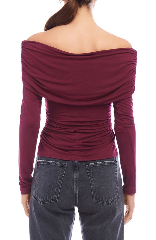 Shop Fifteen Twenty Bella Ruched Off The Shoulder Top In Wine