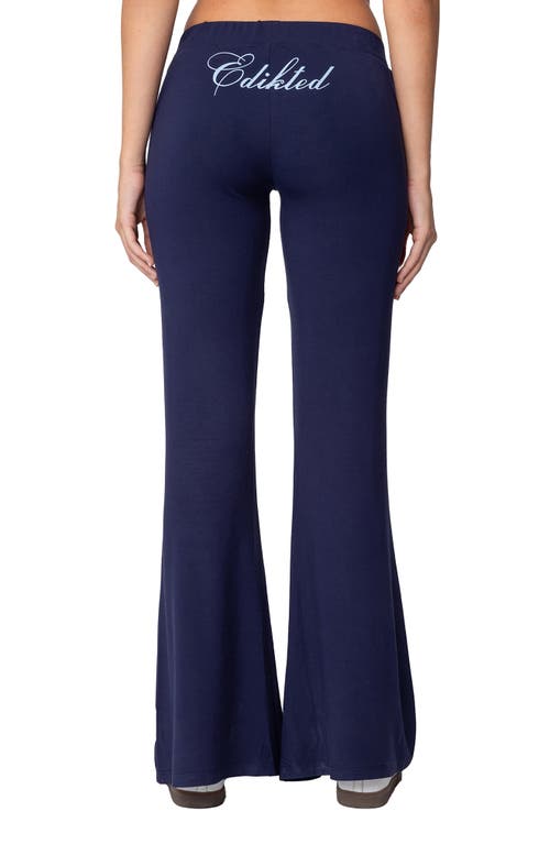 Shop Edikted So  Flared Pants In Navy