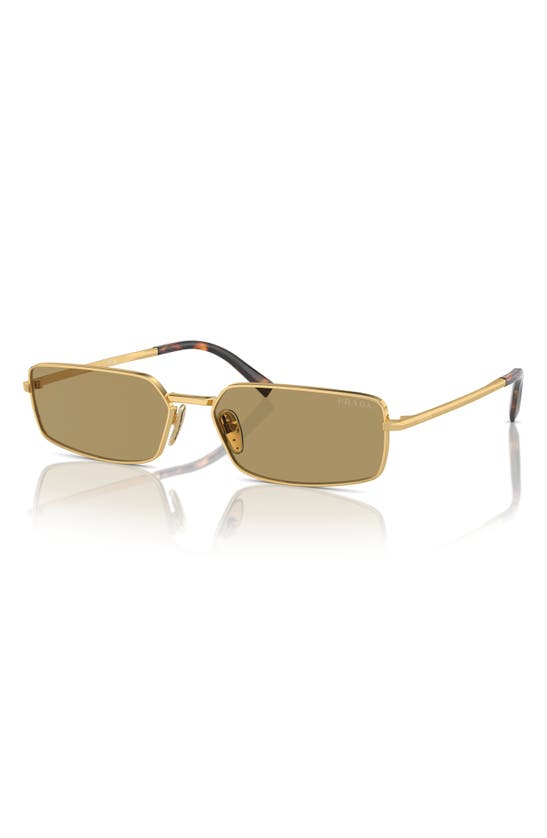 Shop Prada 59mm Rectangular Sunglasses In Gold/ Olive