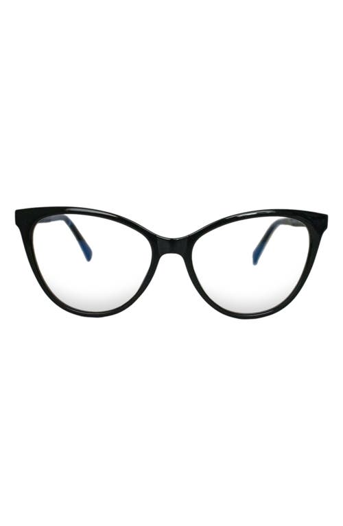 Vera 56mm Cat Eye Blue Light Blocking Glasses in Black/Clear