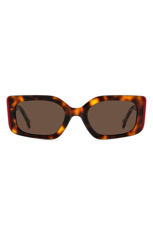 Carolina Herrera 53mm Rectangular Sunglasses in Havana Red/brown at Nordstrom