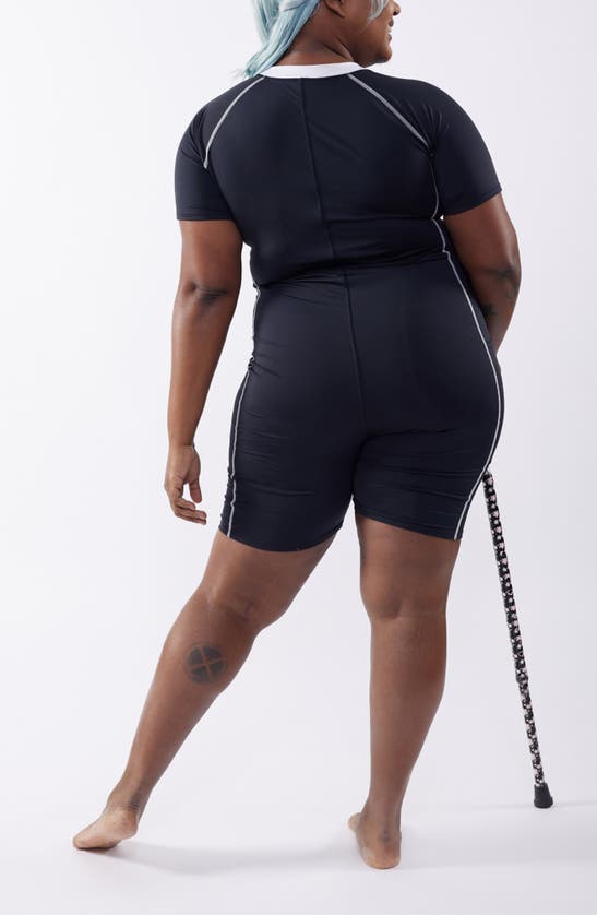 Tomboyx 6-inch One-piece Rashguard Swimsuit In Black Novelty