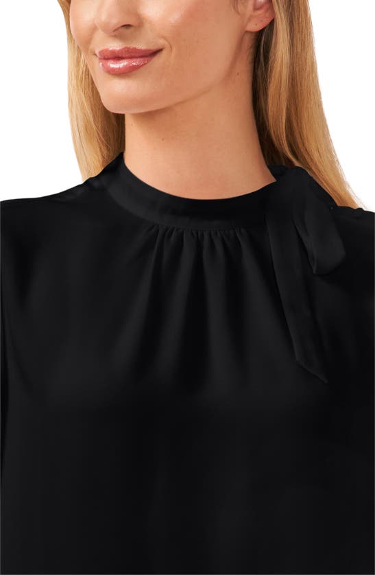 Cece Tie Neck Blouse In Rich Black