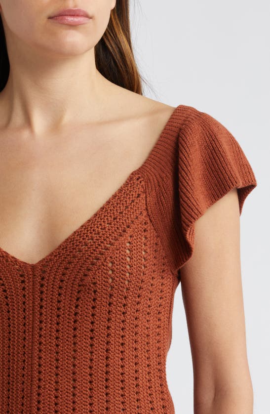 Shop Treasure & Bond Open Stitch Linen Blend Sweater In Rust Sequoia