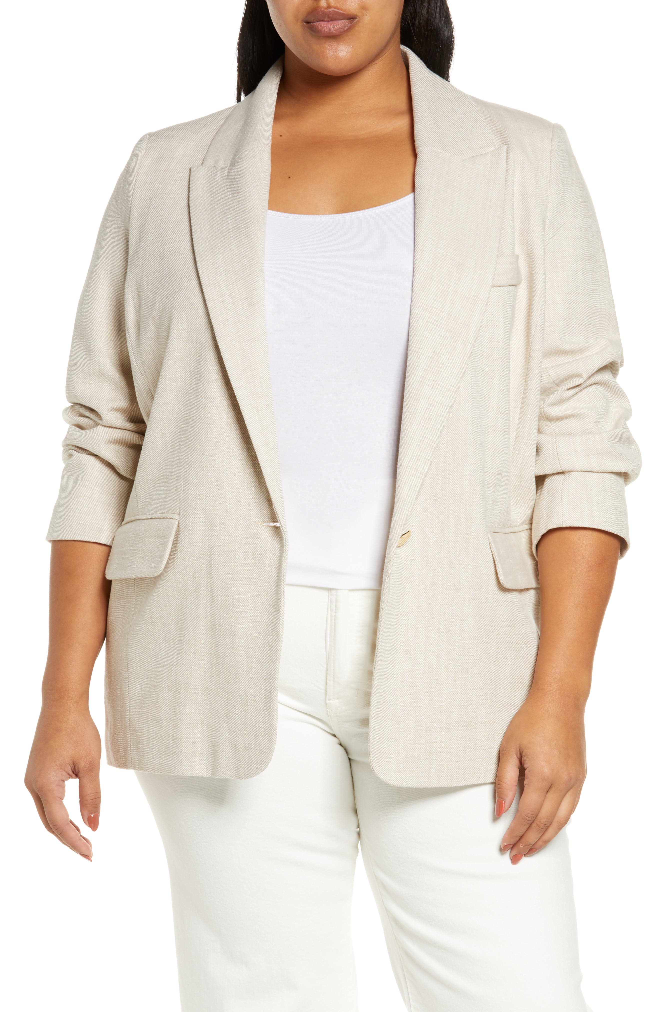 beige plus size blazer