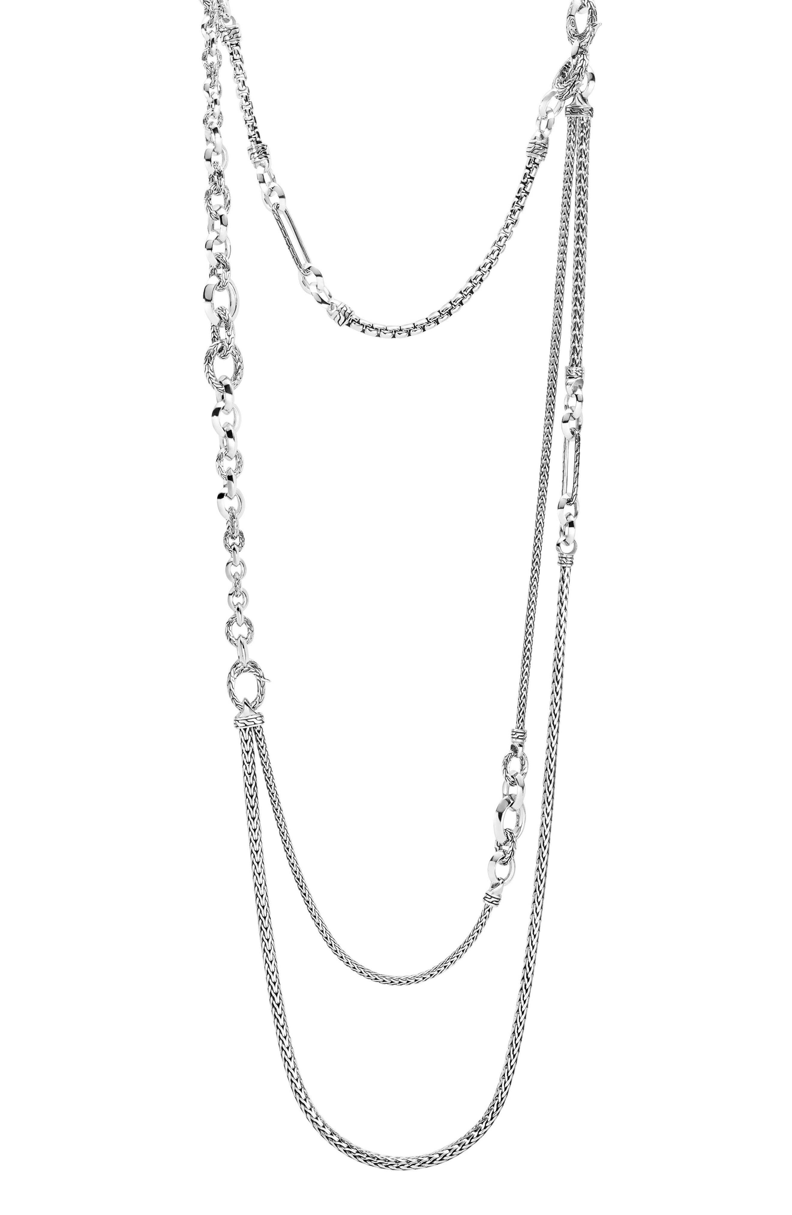 next long silver necklace