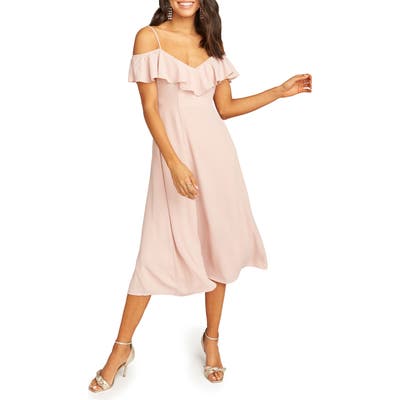 Show Me Your Mumu Camilla Ruffle Neck Tea Length Dress