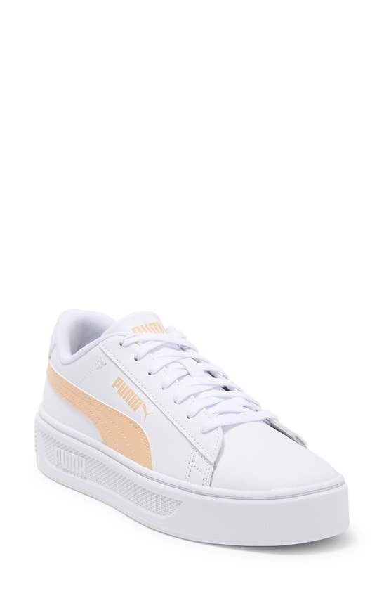 Puma Smash V3 Platform Sneaker In White-cashew