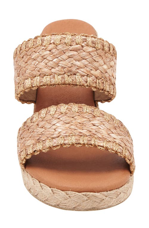 Shop Andre Assous André Assous Nolita Raffia Espadrille Platform Wedge Slide Sandal In Cocoa/bronze