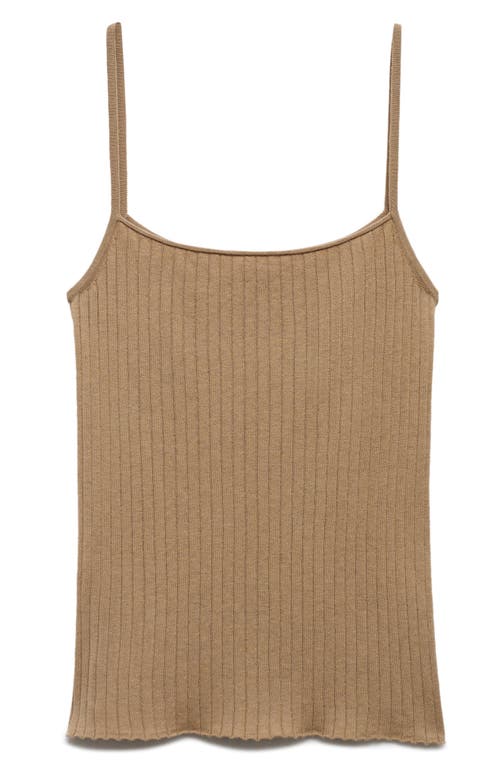 Shop Mango Rib Knit Camisole In Light/pastel Brown