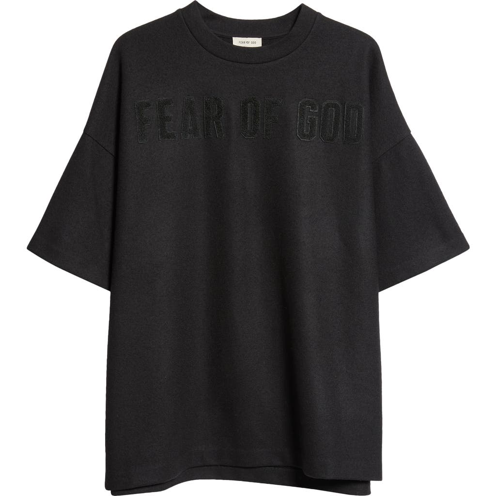 Fear Of God Eternal Black Crewneck T-shirt With Tonal Embroidery On The Front And Logo Patch On The Rear In Cott In Black