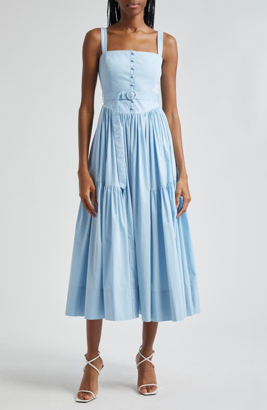 Shop Cinq À Sept Amber Tiered Midi Dress In Skylight