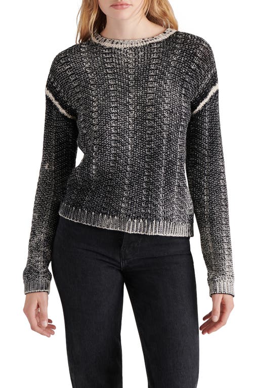 Shop Steve Madden Renzo Marled Cotton Crewneck Sweater In Black