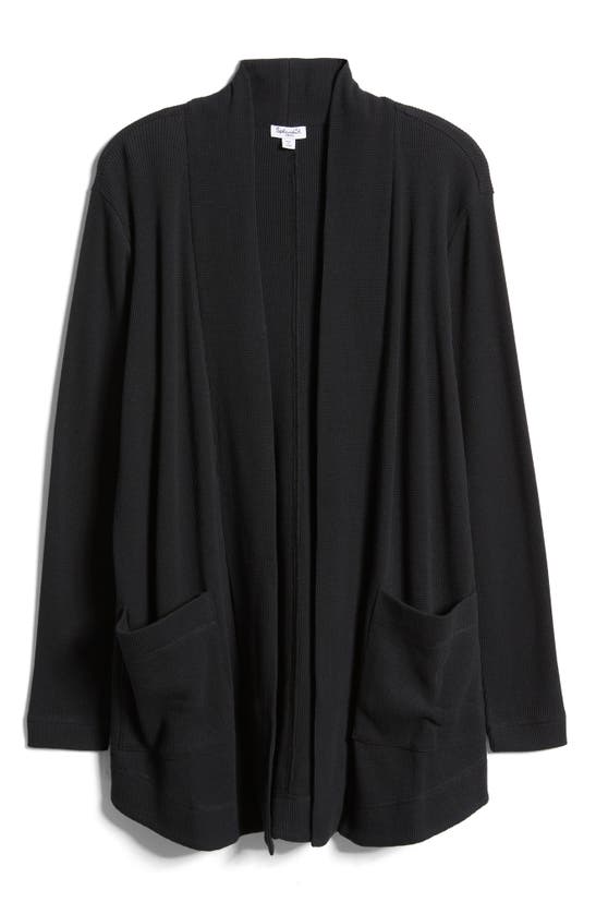 Splendid Waffle Open Cardigan In Black