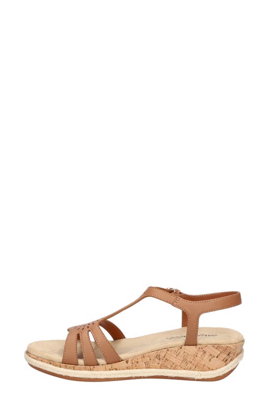 Easy Street Dorinda Womens Faux Leather Comfort Wedge Sandals In Tan