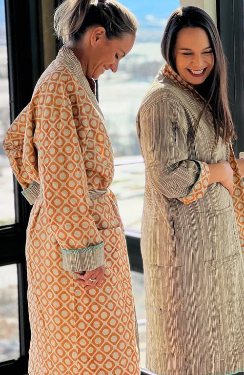 Verve Culture Block Print Reversible Robe In Block Print