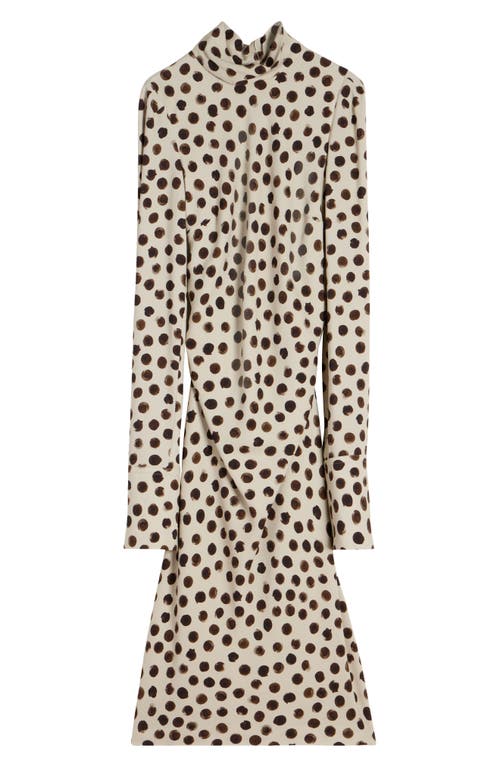 Shop Dries Van Noten Delvet Polka Dot Long Sleeve Tie Waist Dress In Ivory