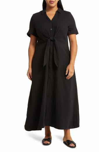 Caslon Vacation Tie Front Gauze Shirtdress Nordstrom