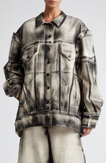 Painted Oversize Convertible Denim Jacket