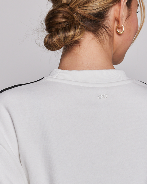 Rebody Active Sideline Fleece Sweatshirt In Brilliant White/black