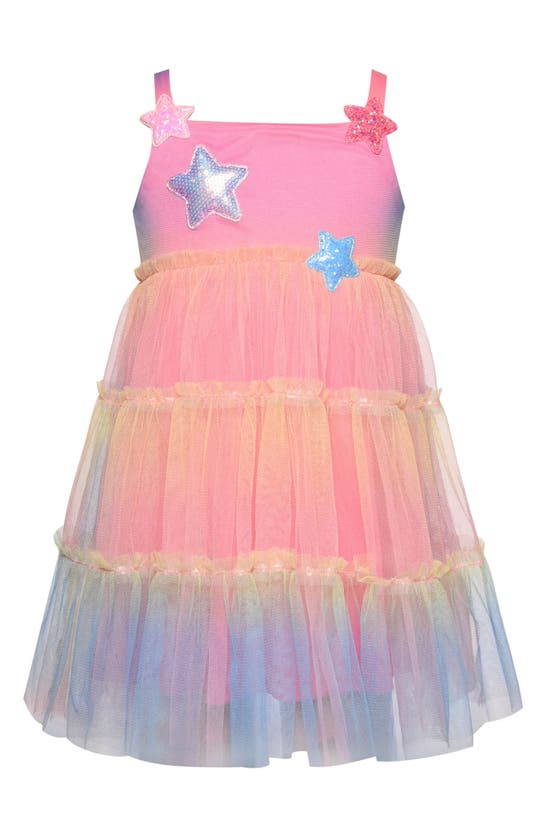 Shop Baby Sara Kids' Star Tiered Dress In Pink Multi