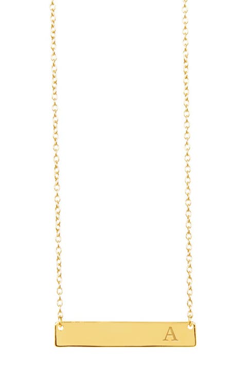 14K Yellow Gold Vermeil Bar Initial Necklace - Multiple Letters Available