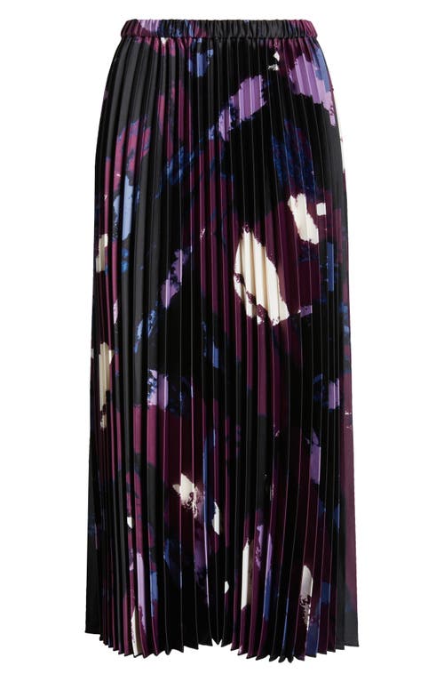 Shop Anne Klein Abstract Print Pleated Skirt In Deep Plum Multi