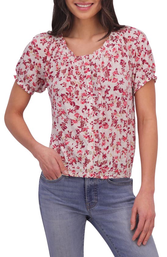 Lucky Brand Ditsy Floral Top In Multi
